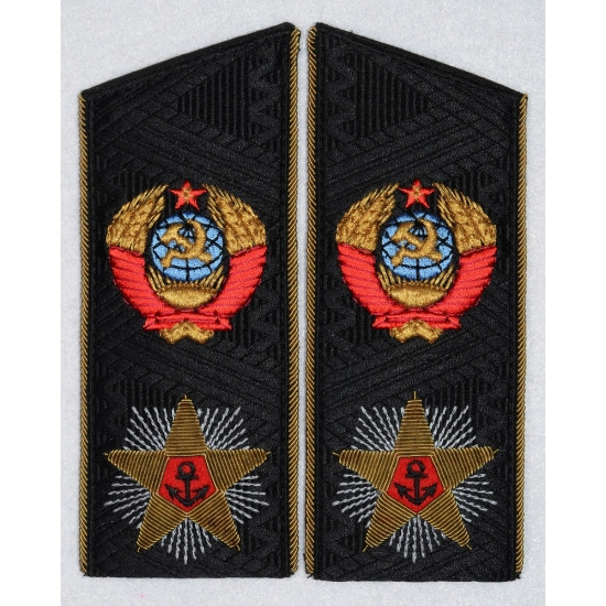 Sovier Navy Admiral Golden Parade shoulder boards Russian store Naval Fleet Admiral epaulets Army Military shoulder boards